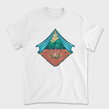 Mountain Camping Illustration 2, Unisex Men's T-Shirt