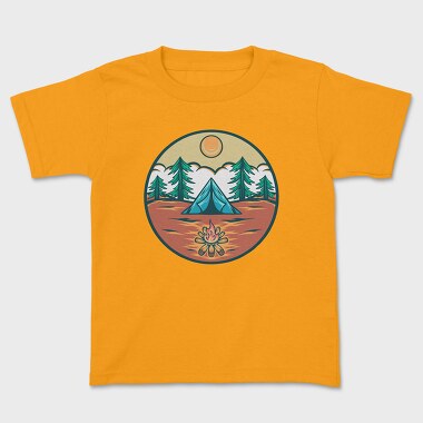 Mountain Camping Illustration, Kids' T-Shirt