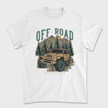 Off Road Expedition With Off Road Car in the Middle of Mountain, Unisex Men's T-Shirt