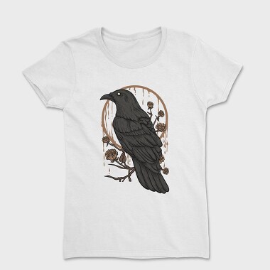 Raven Perch on the Flower Branch, Women's T-Shirt