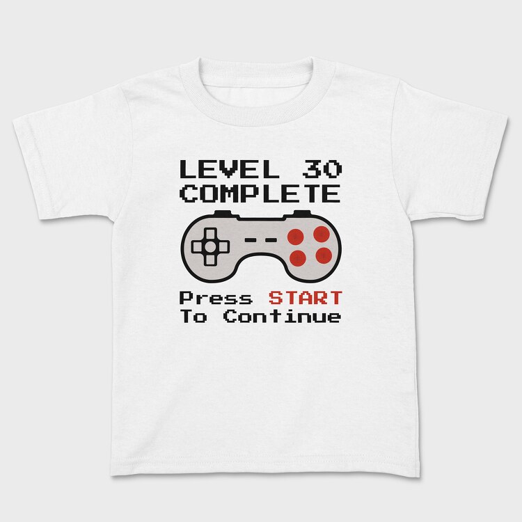 Retro Gamepad Lvl 30 Complete, Kids' T-Shirt