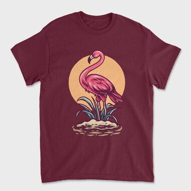 Summer Flamingo Retro Illustration, Unisex Men's T-Shirt