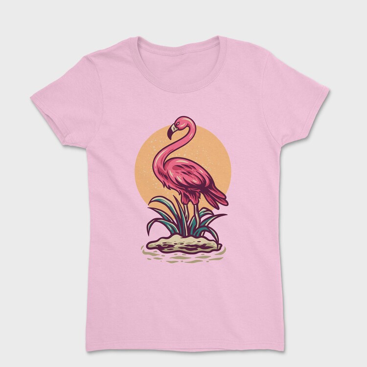 Summer Flamingo Retro Illustration, Women's T-Shirt