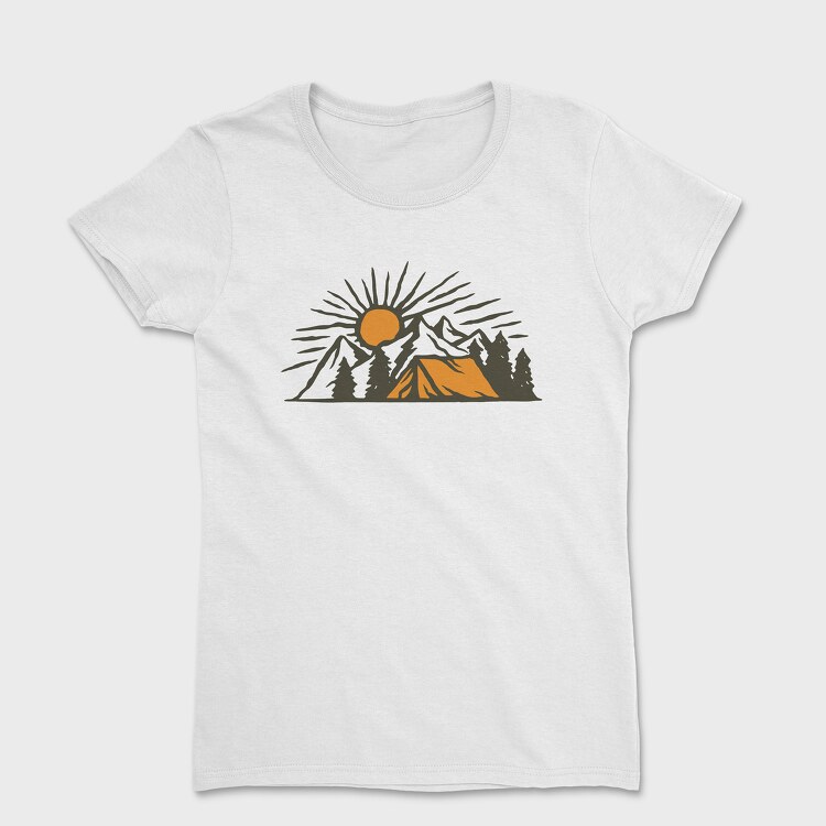 Vintage Adventure Outdoor Camping, Дамска Тениска
