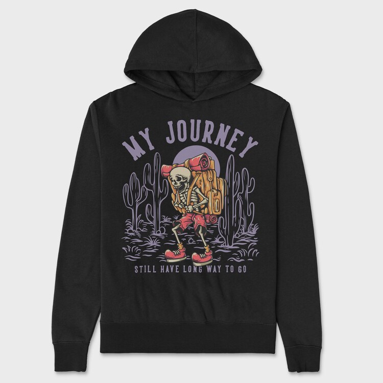 My Journey With Hiking Skeleton, Unisex Men's Hoodie