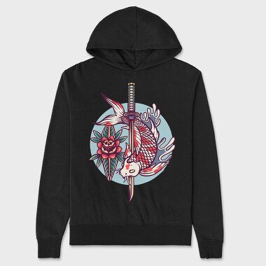 Koi Fish Illustration 2, Unisex Men's Hoodie