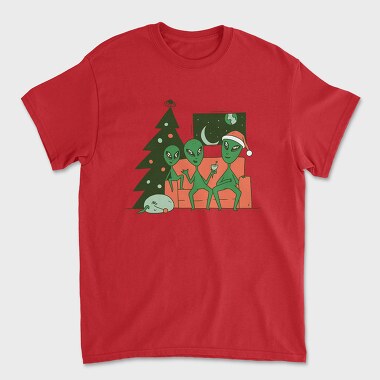 Унисекс Мъжка Тениска, Alien Christmas