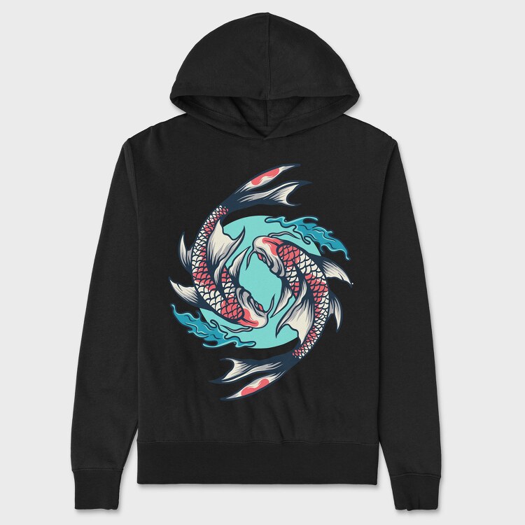 Koi Fish Illustration 7, Unisex Men's Hoodie