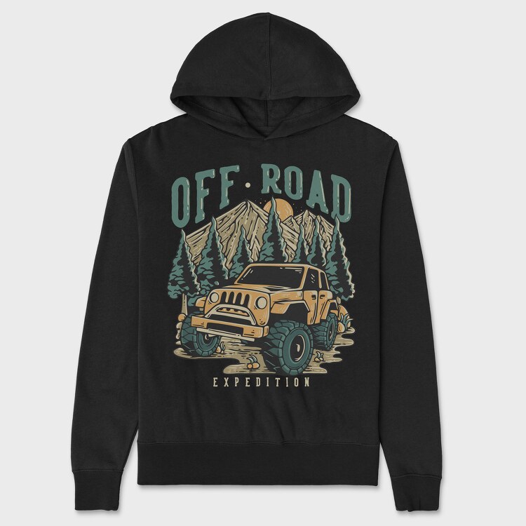 Off Road Expedition With Off Road Car in the Middle of Mountain, Unisex Men's Hoodie