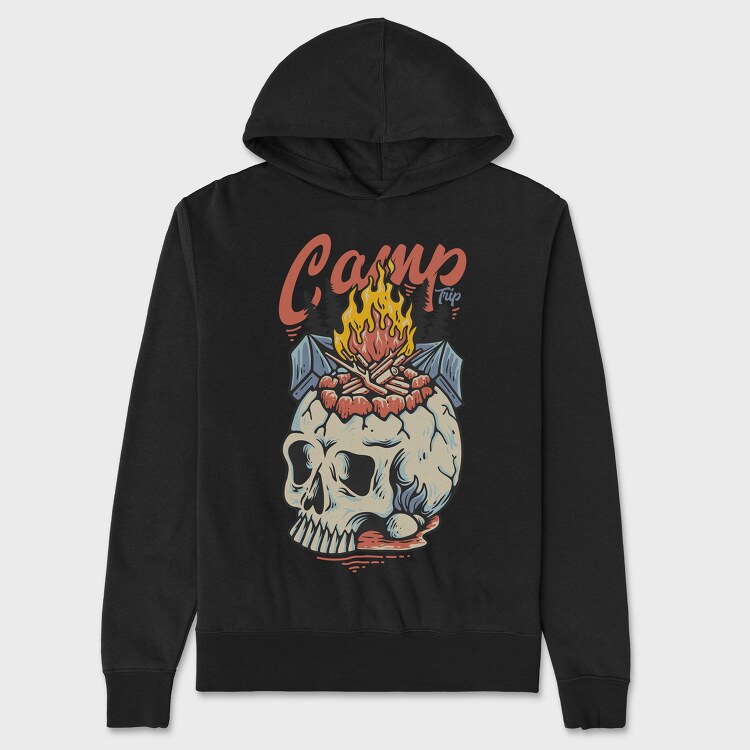 Camp Trip With Campfire on the Skull, Unisex Men's Hoodie
