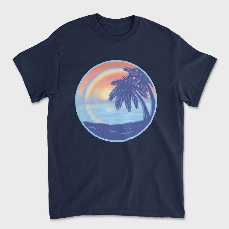 Sunset Rainbow Beach, Унисекс Мъжка Тениска