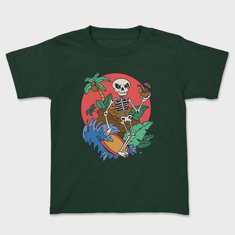 Surfing Skeleton, Kids' T-Shirt