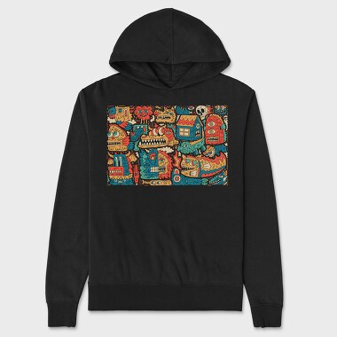 Colorful Monsters Collage, Unisex Men's Hoodie