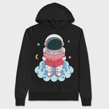 Little Astronaut Reading, Unisex Men's Hoodie
