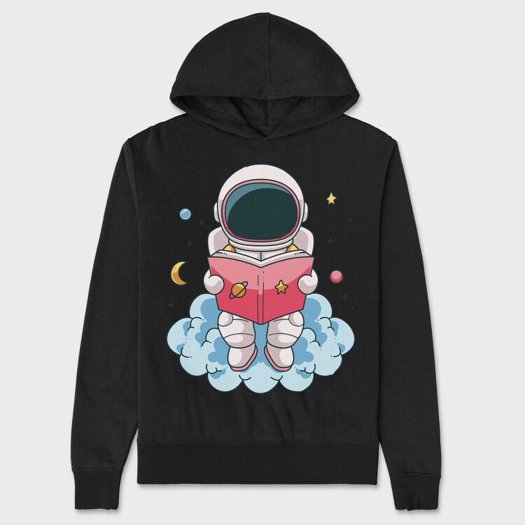 Little Astronaut Reading, Unisex Men's Hoodie