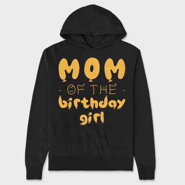 Mom of the Birthday Girl Orange, Unisex Men's Hoodie
