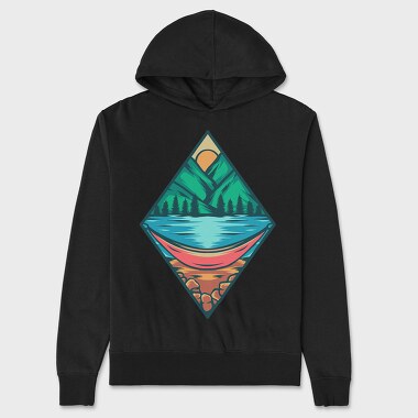 Mountain Camping Illustration 3, Unisex Men's Hoodie