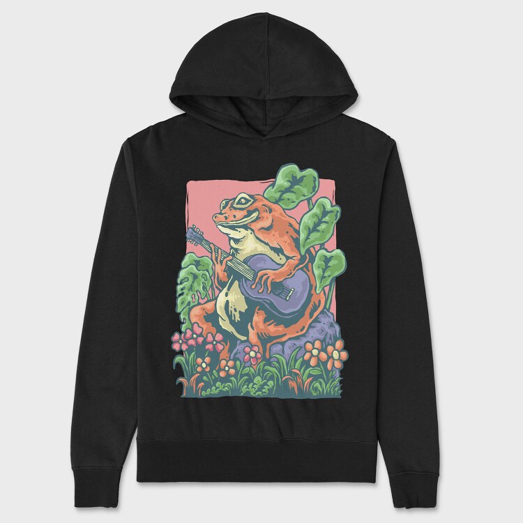 Vintage Frog Guitar, Unisex Men's Hoodie