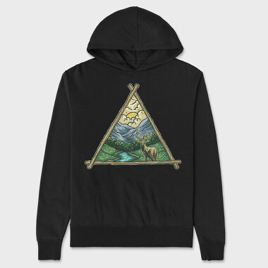 Deer Triangle Landscape, Unisex Men's Hoodie
