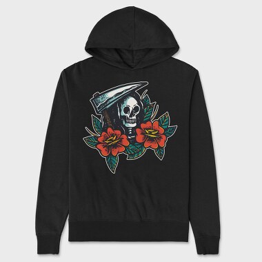 Skull and Flowers Texture Illustrations, Unisex Men's Hoodie