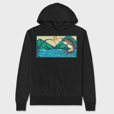 Bass Fishing Illustration 5, Unisex Men's Hoodie