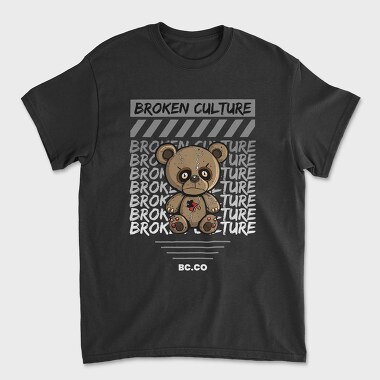 Broken Culture Teddy Bear, Unisex Men's T-Shirt