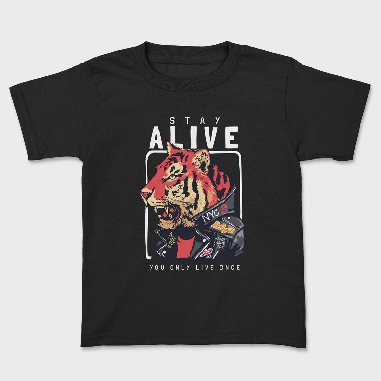 You Only Live Once Tiger, Kids' T-Shirt