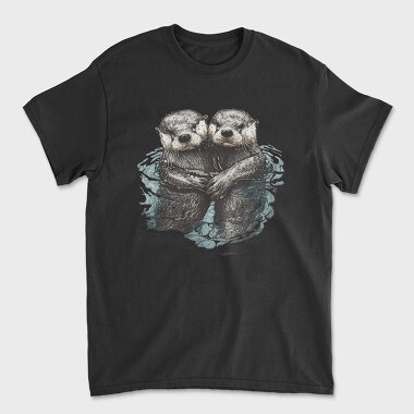 Otters Swimming, Unisex Men's T-Shirt