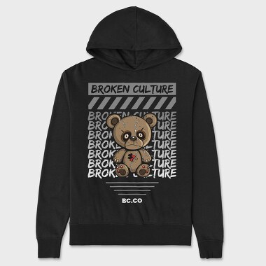 Broken Culture Teddy Bear, Unisex Men's Hoodie