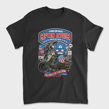 Captain America Motorcycle, Unisex Men's T-Shirt