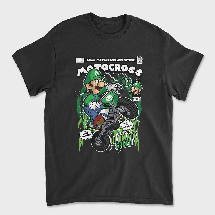 Luigi Motocross, Унисекс Мъжка Тениска