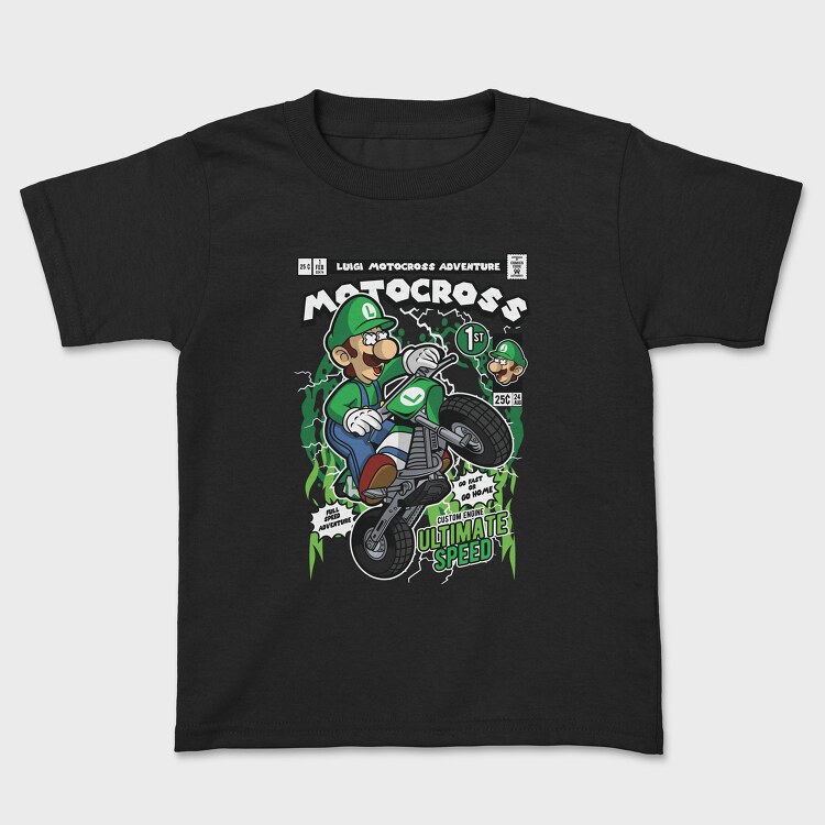 Luigi Motocross, Kids' T-Shirt
