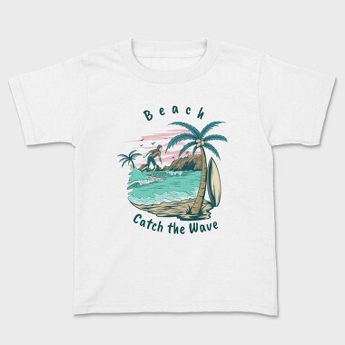 Beach Catch the Wave, Kids' T-Shirt