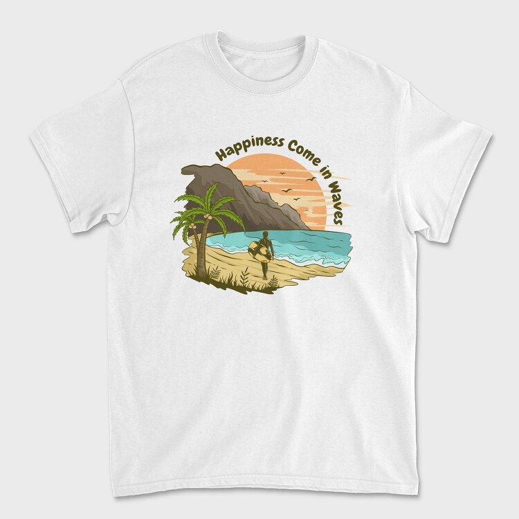 Happiness Come in Waves 2, Unisex Men's T-Shirt