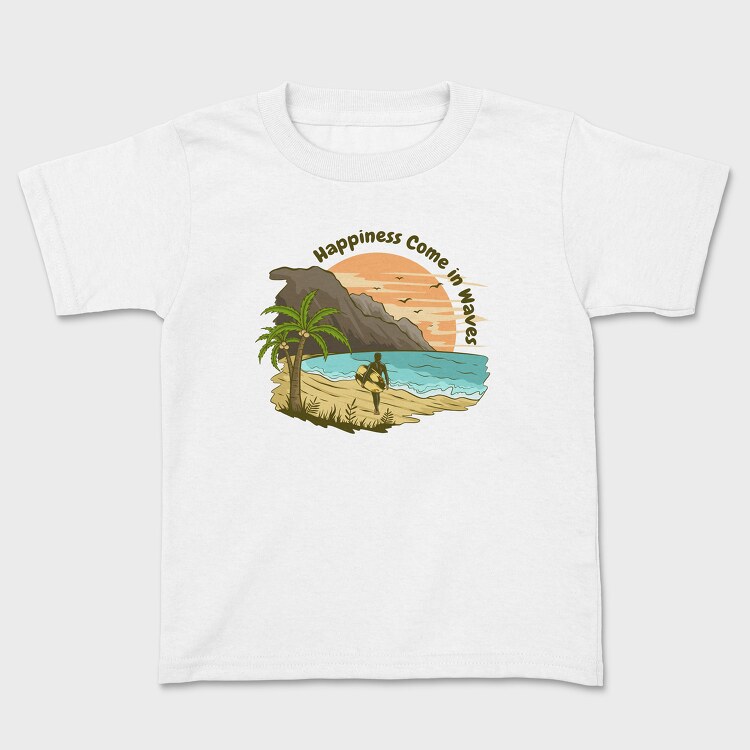 Happiness Come in Waves 2, Kids' T-Shirt