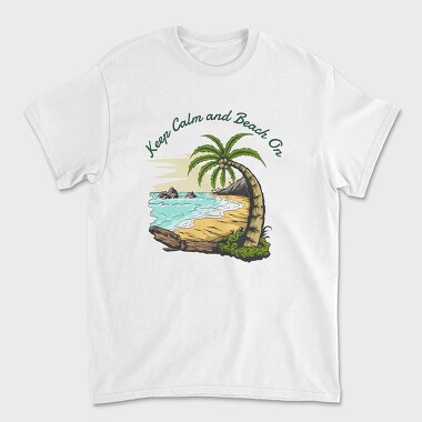 Keep Calm and Beach On, Унисекс Мъжка Тениска