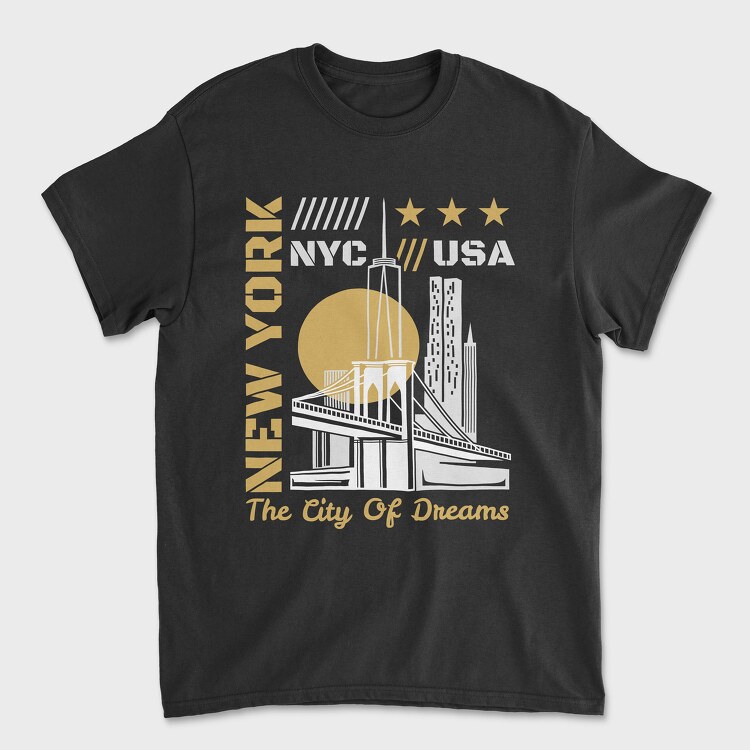 New York, Унисекс Мъжка Тениска