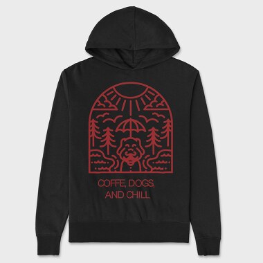 Coffee, Dogs, and Chill, Unisex Men's Hoodie