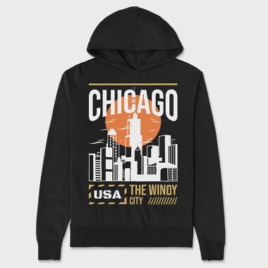Chicago, Unisex Men's Hoodie