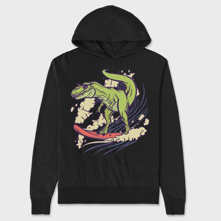 Dinosaur Surfing, Unisex Men's Hoodie