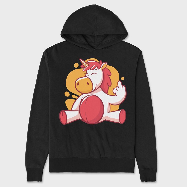 Unicorn Middle Finger, Unisex Men's Hoodie