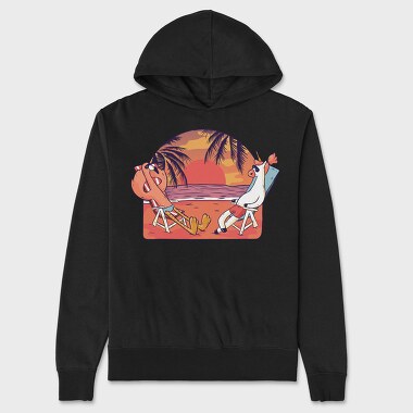 Unicorn Flamingo Beach, Unisex Men's Hoodie