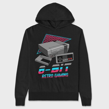 Unisex Men's Hoodie, 8 Bit Retro Gaming