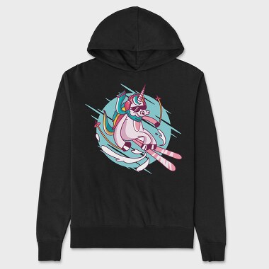 Skiing Unicorn, Унисекс Мъжко Суичър
