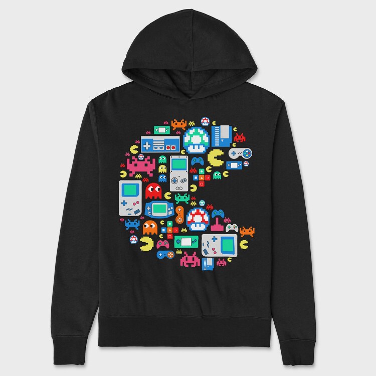 Retro Gaming Pac Man, Unisex Men's Hoodie