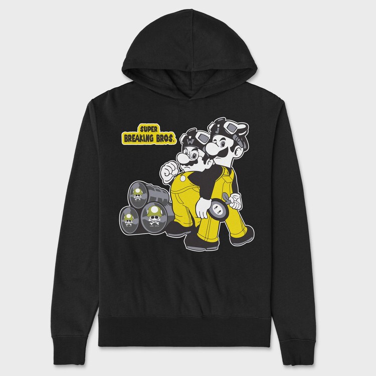 Super Breacking Bros Mario, Unisex Men's Hoodie