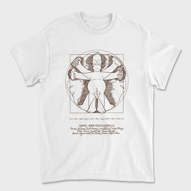 Homer Simpson Mensch Da Vinci Anatomie, Unisex Men's T-Shirt
