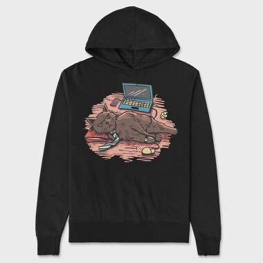 Home Office Cat, Unisex Men's Hoodie