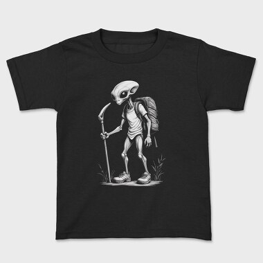 Alien Hiking Monochrome, Kids' T-Shirt