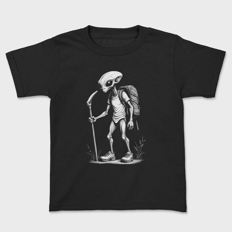 Alien Hiking Monochrome, Kids' T-Shirt